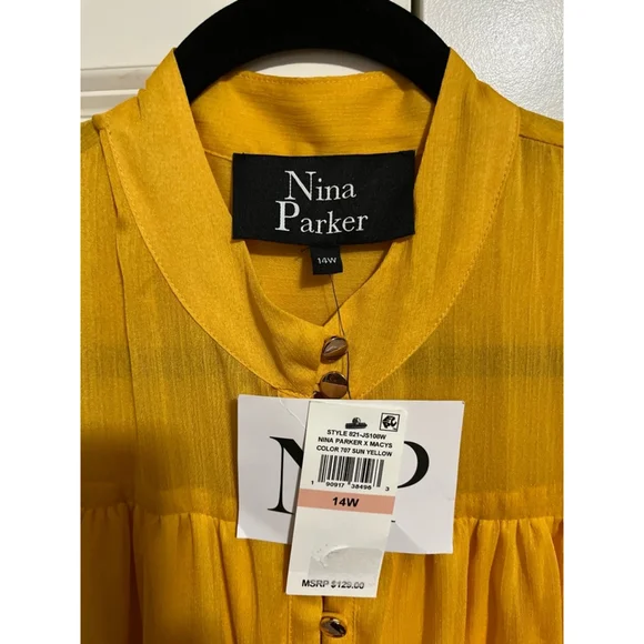 NWT Women's Nina Parker Jumpsuit 14W Mustard Yellow - Picture 6 of 9